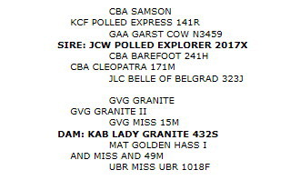 Pedigree and EPDs for DVE Davidson Black Rrrap 54B